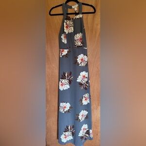 Chic Floral A-Line Skirt in Blue